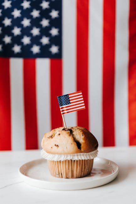 Celebratory cupcake with flag